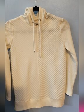 Nine West Cream Ribbed Hooded  Sweater Size XS